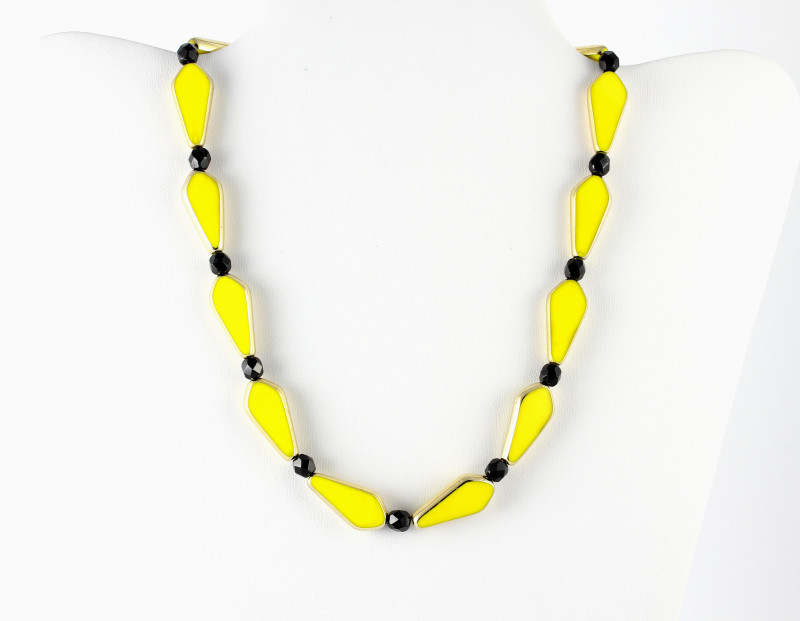 Yellow and Black, Vintage Art Deco Necklace/choker