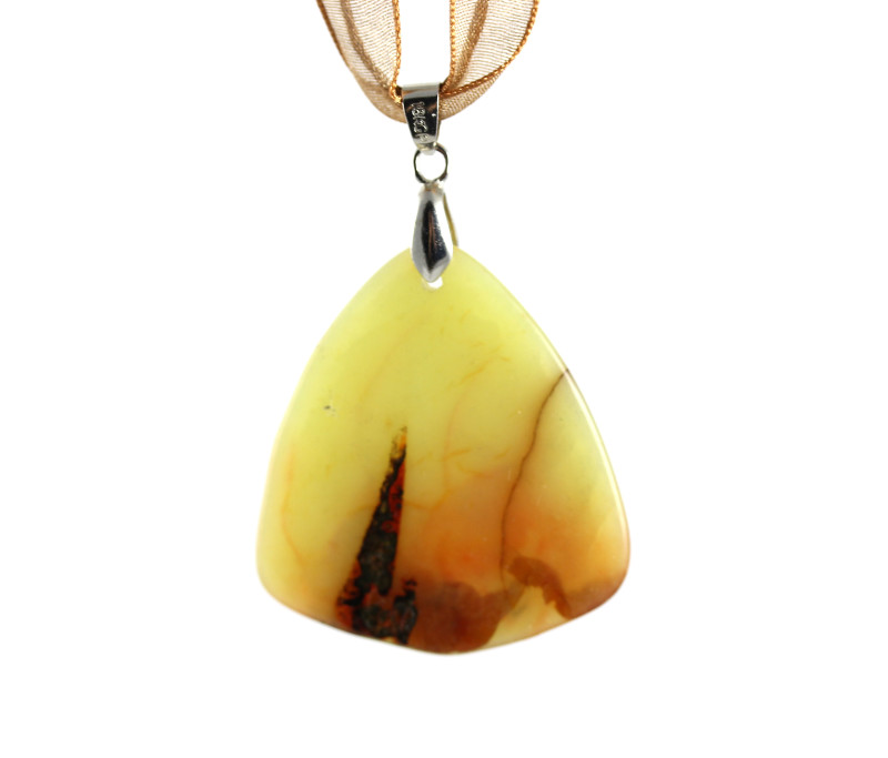 Yellow Orange an Brown Free Form Jasper Pendant