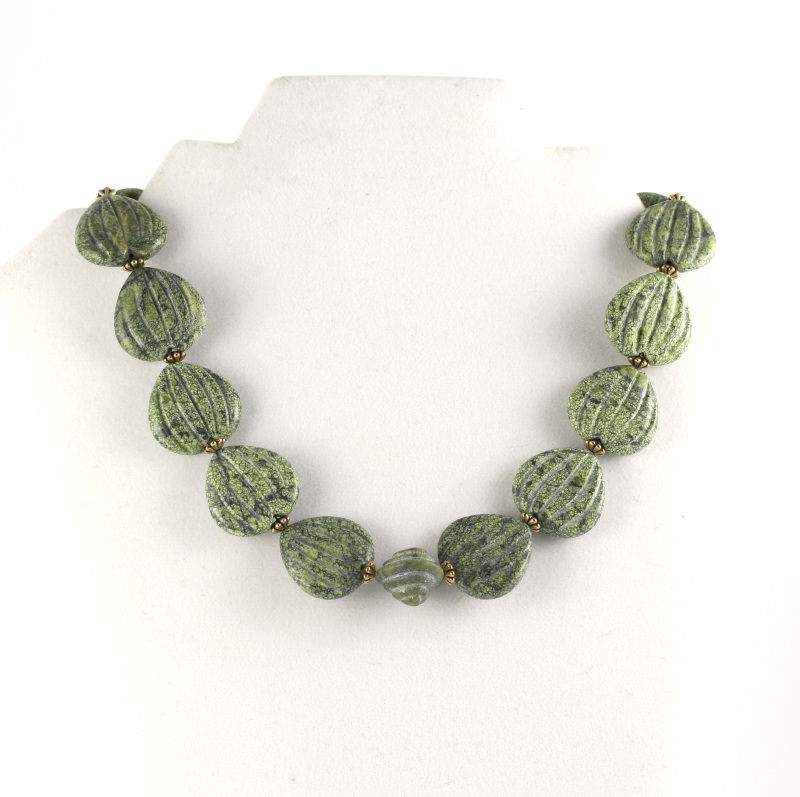 Heart Shaped Green Moss Jasper Necklace