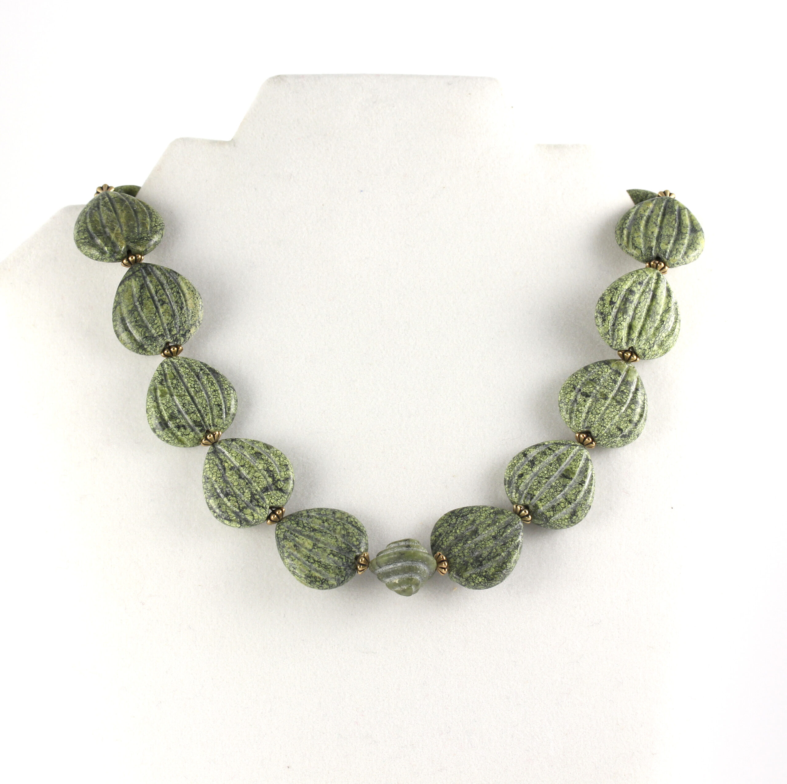 Heart Shaped Green Moss Jasper Necklace