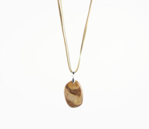 Brown and Beige Wood Jasper Pendant and Leather Straps
