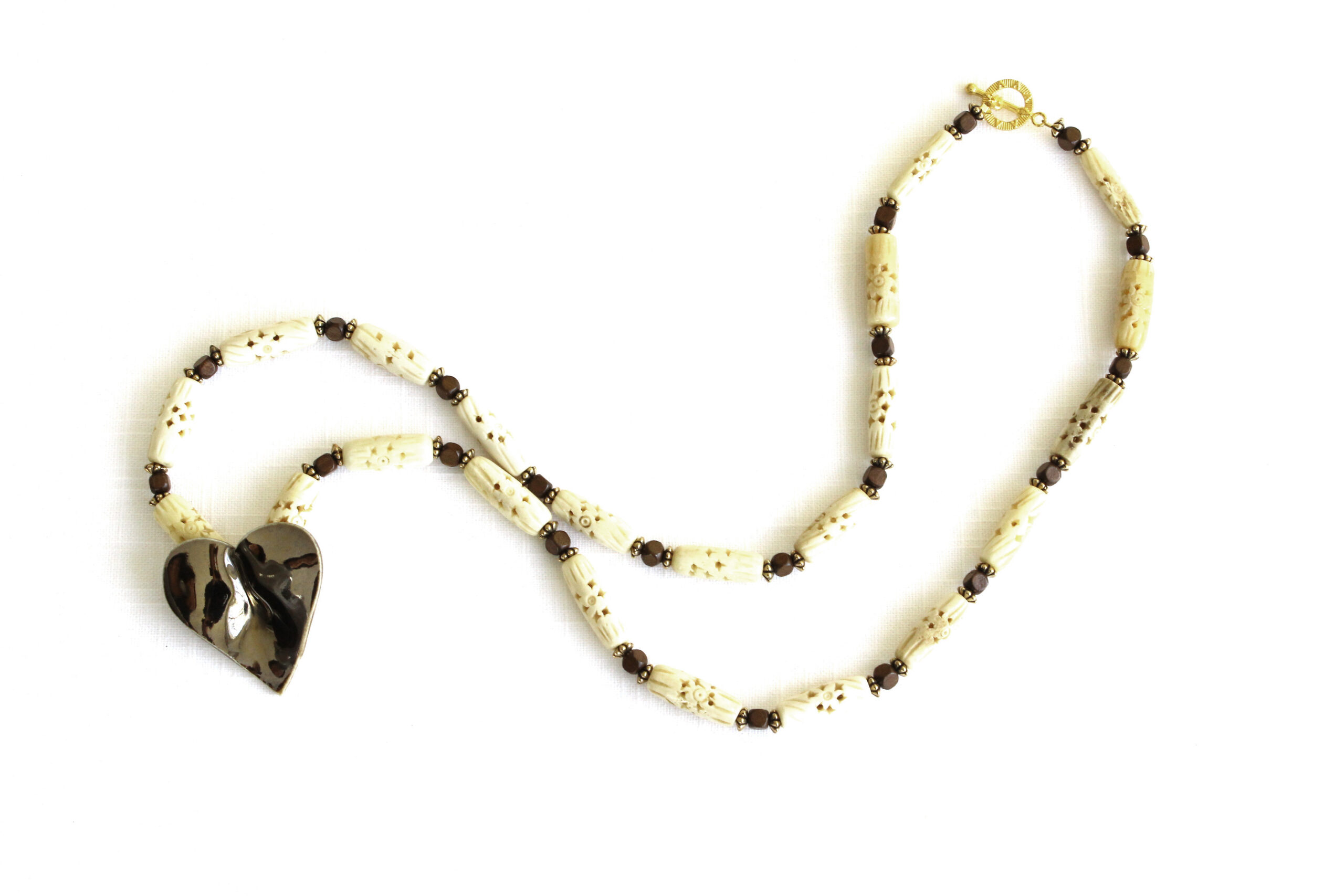 Brown Heart and Ivory Color Necklace/Pendant for Valentine's Day - Image 4