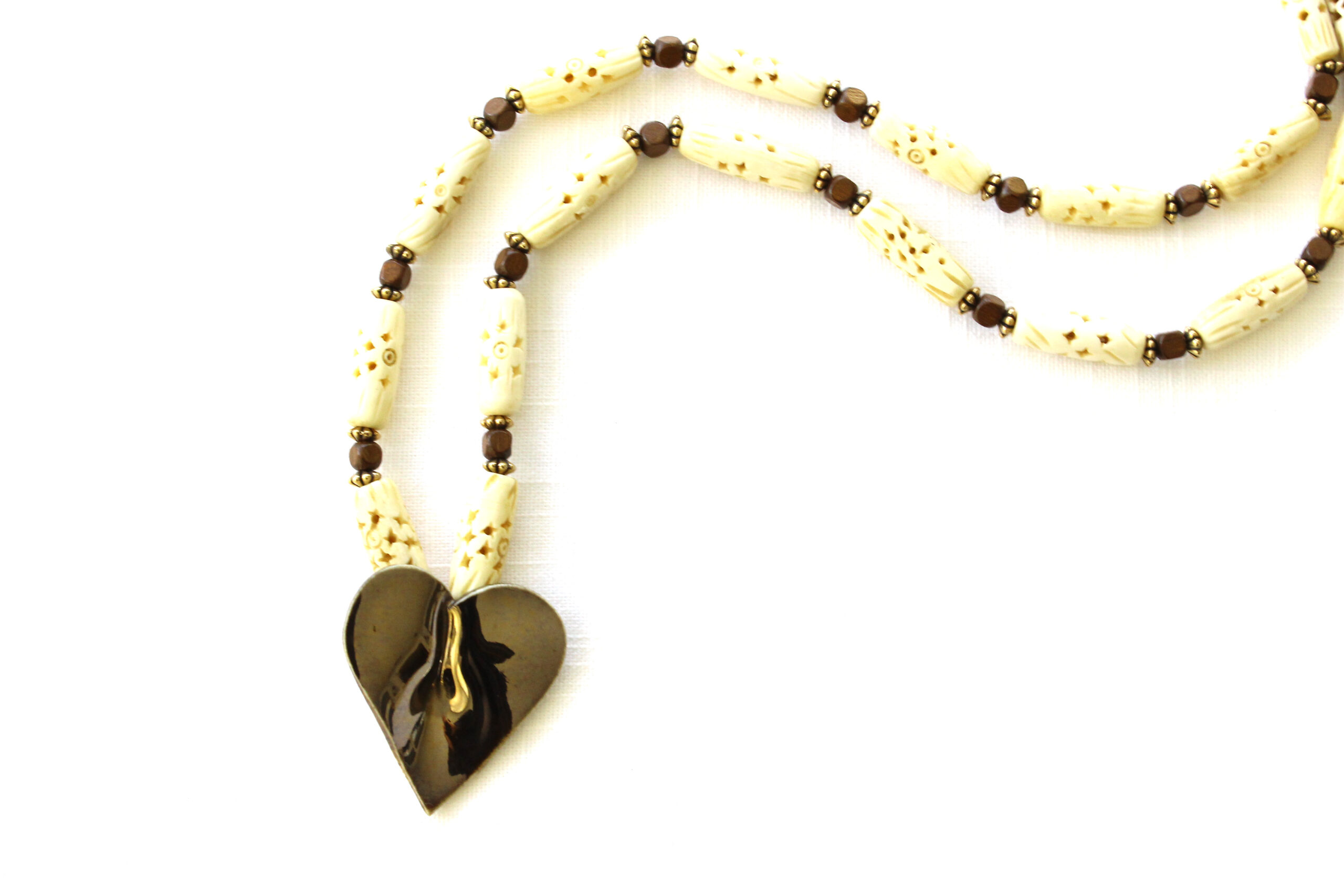 Brown Heart and Ivory Color Necklace/Pendant for Valentine's Day - Image 3
