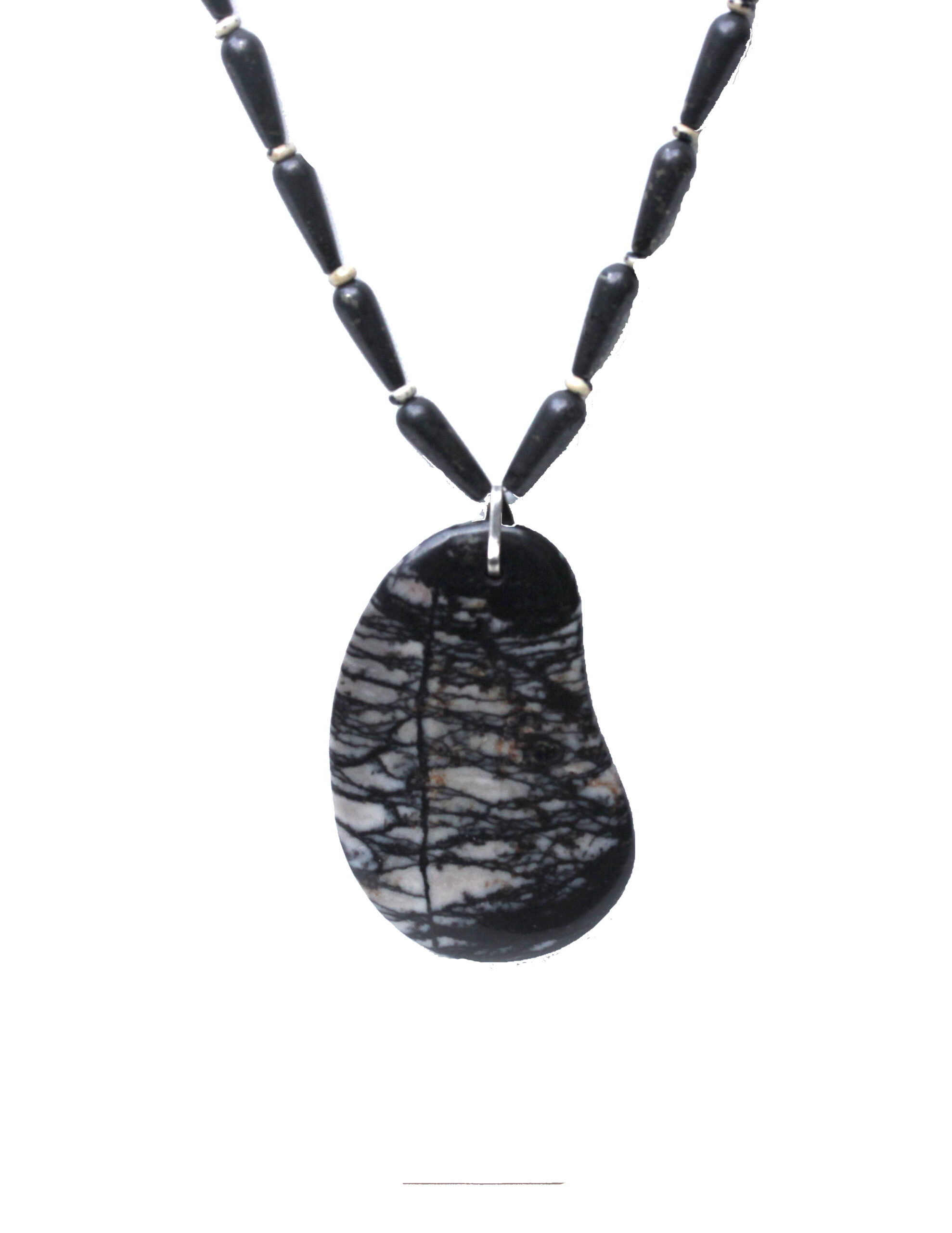 Modern Black and Gray Vein Jasper Pendant/Necklace - Image 2