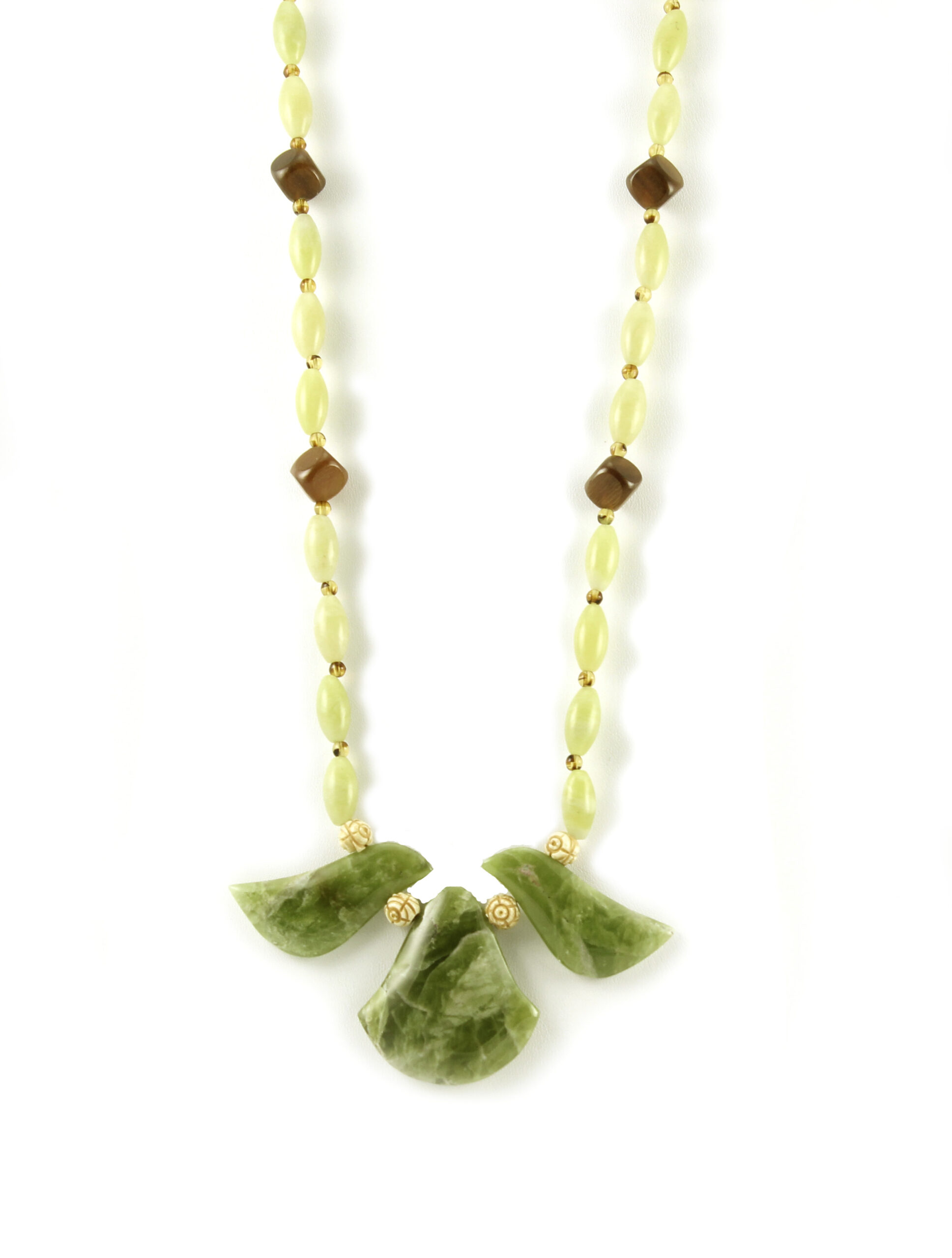 Green Garnets Fan Shaped Pendant and Necklace
