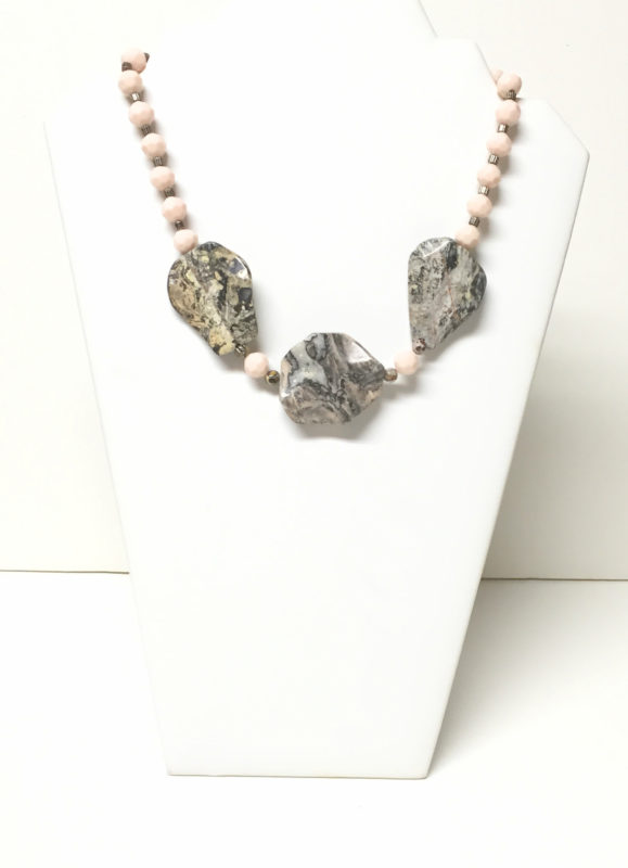 Shades of Gray and Pink Jasper Choker/Necklace. One-of-a-Kind
