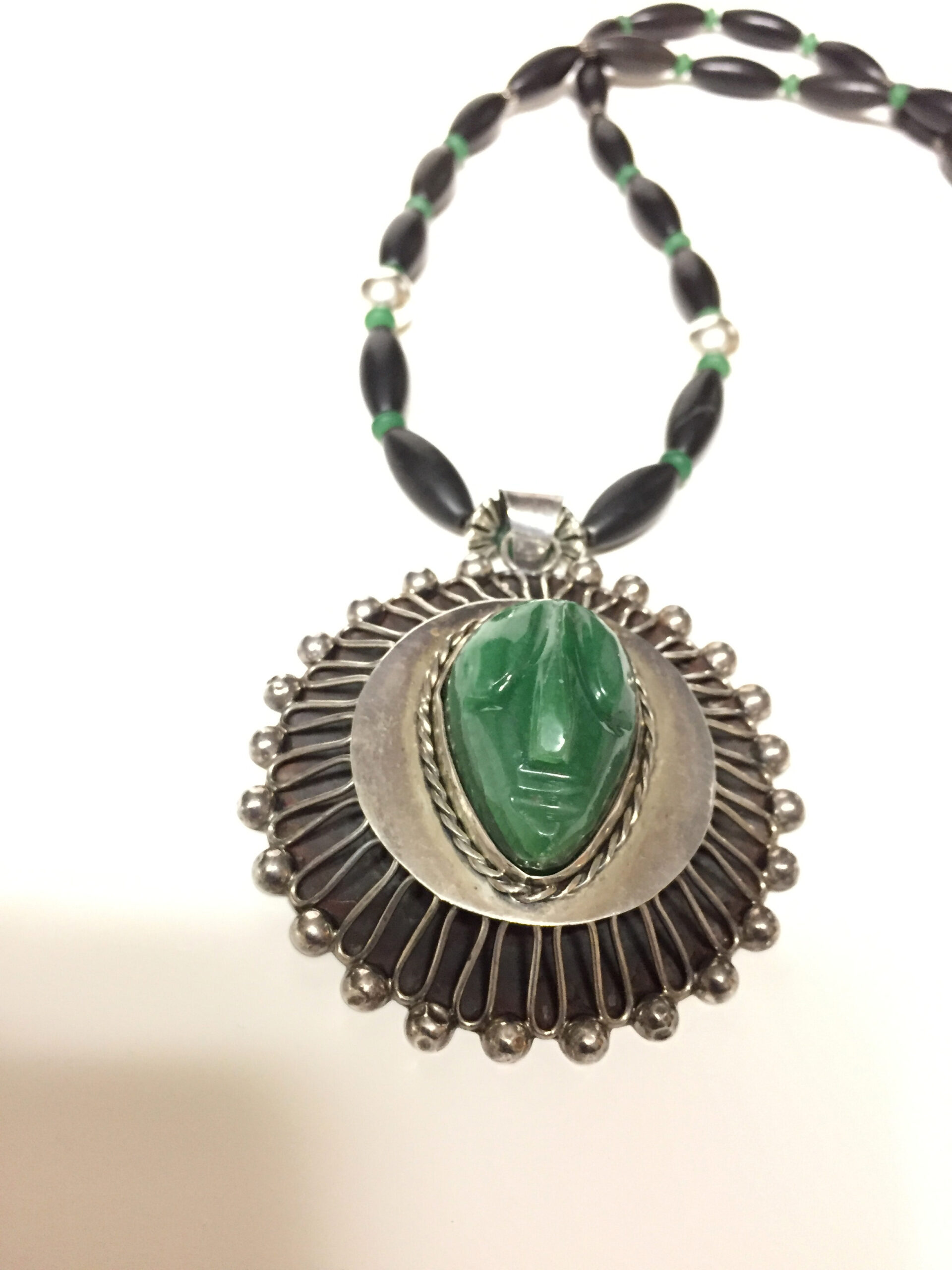 Black, Sterling Silver, and Green Aventurine Boho Necklace/pendant - Image 4